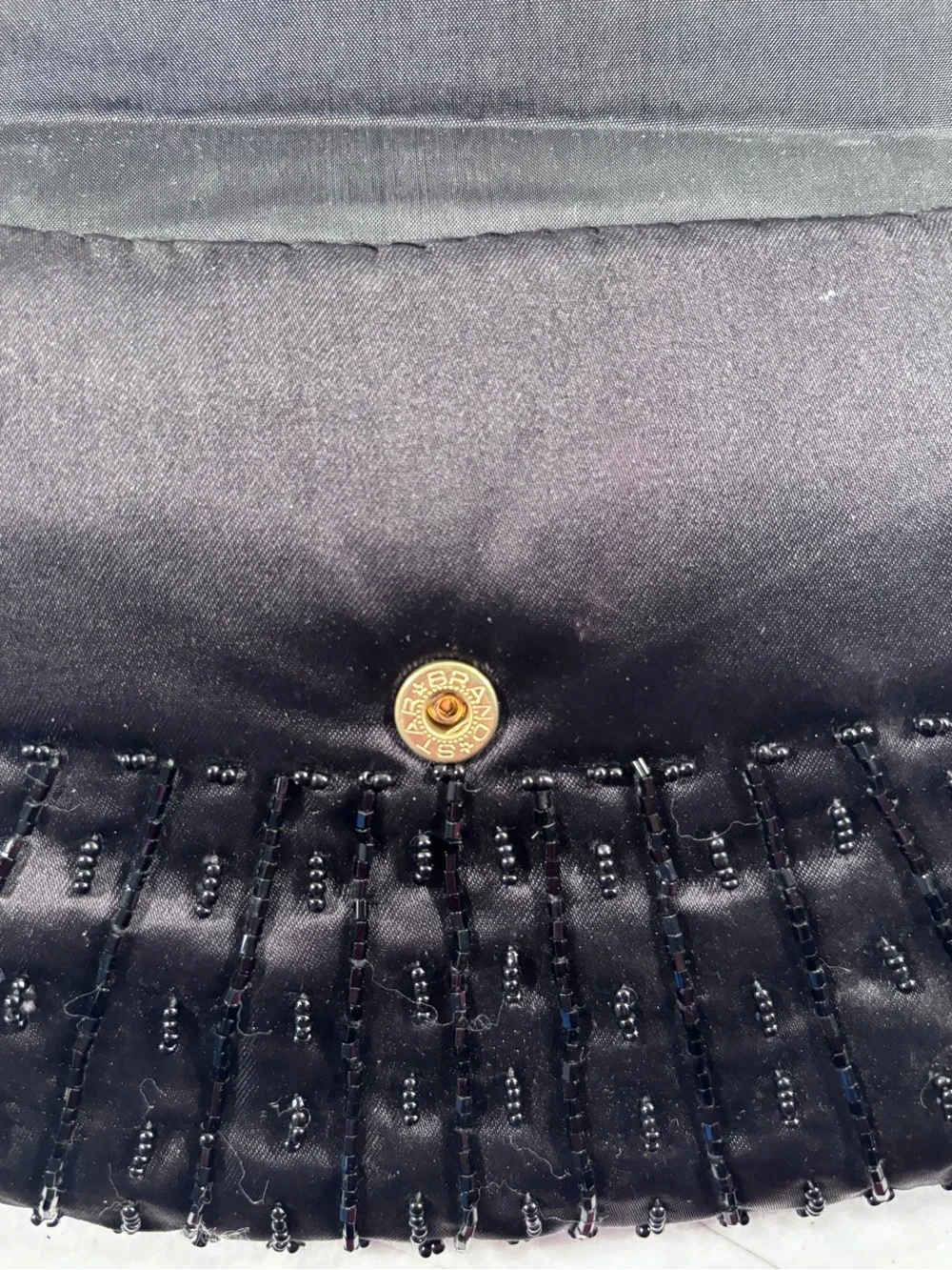 Black Beaded Evening Clutch with Gold Chain Strap